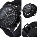 Emporio Armani Sigma Chronograph Black Dial Black Leather Strap Watch For Men - AR6131