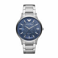 Emporio Armani Renato Automatic Blue Dial Silver Steel Strap Watch For Men - AR60037