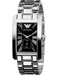 Emporio Armani Classic Black Dial Silver Stainless Steel Strap Watch For Men - AR0156