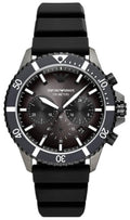 Emporio Armani Diver Chronograph Black Dial Black Silicon Strap Watch For Men - AR11515