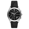 Emporio Armani Paolo Chronograph Black Dial Black Leather Strap Watch For Men - AR11530