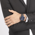 Emporio Armani Chronograph Blue Dial Gun Metallic Mesh Bracelet Watch For Men - AR1979