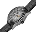 Emporio Armani Meccanico Automatic Silver Dial Black Leather Strap Watch For Men - AR4629