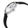 Emporio Armani Modern White Dial Black Leather Strap Watch For Women - AR11159