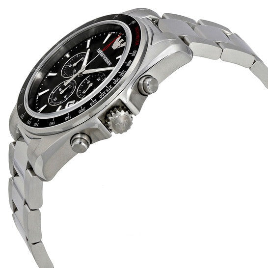 Emporio Armani Sigma Chronograph Black Dial Silver Steel Strap Watch For Men - AR6098