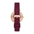 Emporio Armani Gianni T Bar Crystals Maroon Dial Maroon Leather Strap Watch for Women - AR11487