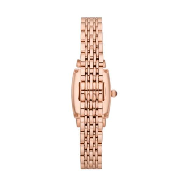 Emporio Armani Two Hand Diamonds Burgundy Dial Rose Gold Steel Strap Watch For Women - AR11488