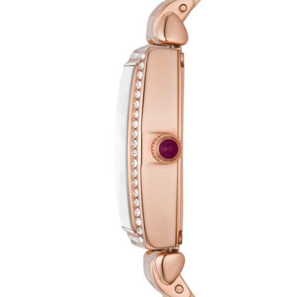 Emporio Armani Two Hand Diamonds Burgundy Dial Rose Gold Steel Strap Watch For Women - AR11488