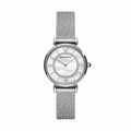 Emporio Armani Gianni T-Bar Quartz Mother of Pearl Dial Silver Mesh Bracelet Watch For Women - AR11319