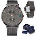 Tommy Hilfiger Jenna Multifunction Grey Dial Grey Mesh Bracelet Watch For Women - 1781945