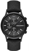 Emporio Armani Renato Chronograph Black Dial Black Nylon Strap Watch For Men - AR11457