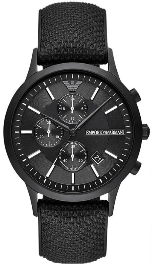 Emporio Armani Renato Chronograph Black Dial Black Nylon Strap Watch For Men - AR11457