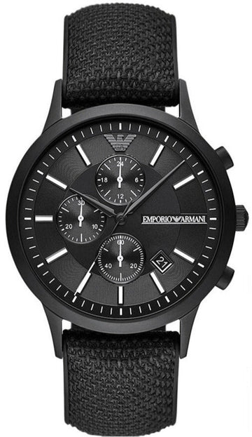 Emporio Armani Renato Chronograph Black Dial Black Nylon Strap Watch For Men - AR11457