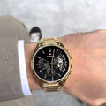 Tommy Hilfiger Baker Chronograph Black Dial Gold Steel Strap Watch for Men - 1710447