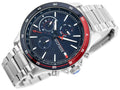 Tommy Hilfiger Bank Chronograph Blue Dial Silver Steel Strap Watch for Men - 1791718