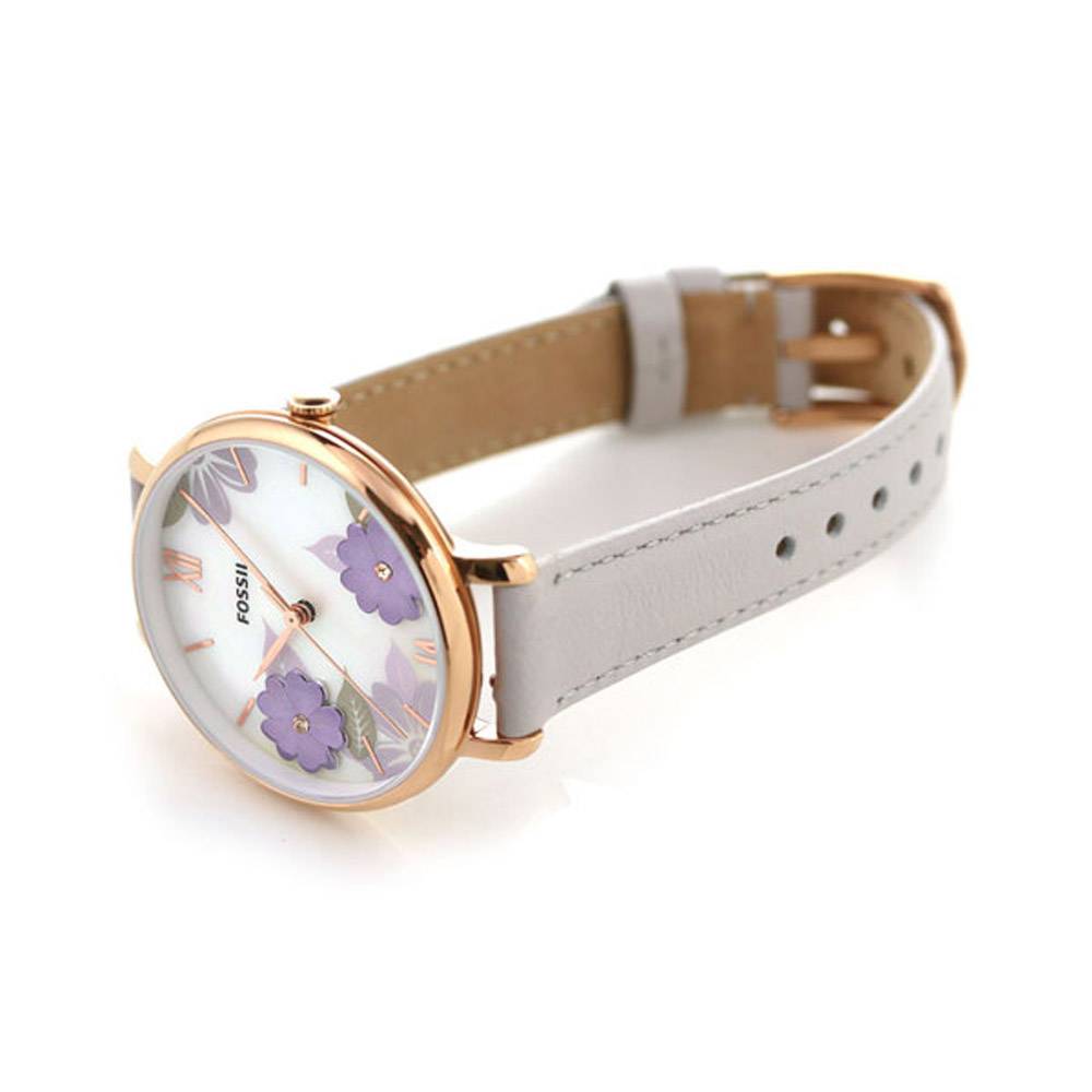 Fossil Jacqueline Mother of Pearl Dial Grey Leather Strap Watch for Women - ES4672