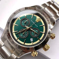 Versace Classic Chronograph Quartz Green Dial Silver Steel Strap Watch For Men - VEV700721