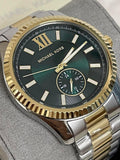 Michael Kors Lexington Quartz Green Dial Two Tone Steel Strap Watch For Men - MK9063