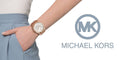 Michael Kors Lexington Chronograph White Dial Rose Gold Steel Strap Watch For Women - MK8313