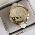 Michael Kors Slim Runway Quartz Gold Dial White Leather Strap Watch For Women - MK2389