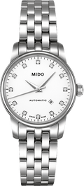 Mido Baroncelli III Automatic Diamonds White Dial Silver Steel Strap Watch For Women - M7600.4.66.1