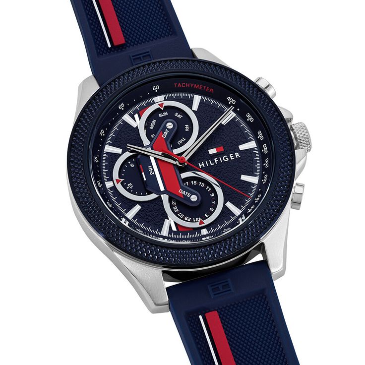 Tommy Hilfiger Clark Chronograph Blue Dial Black Leather Strap Watch For Men - 1792083