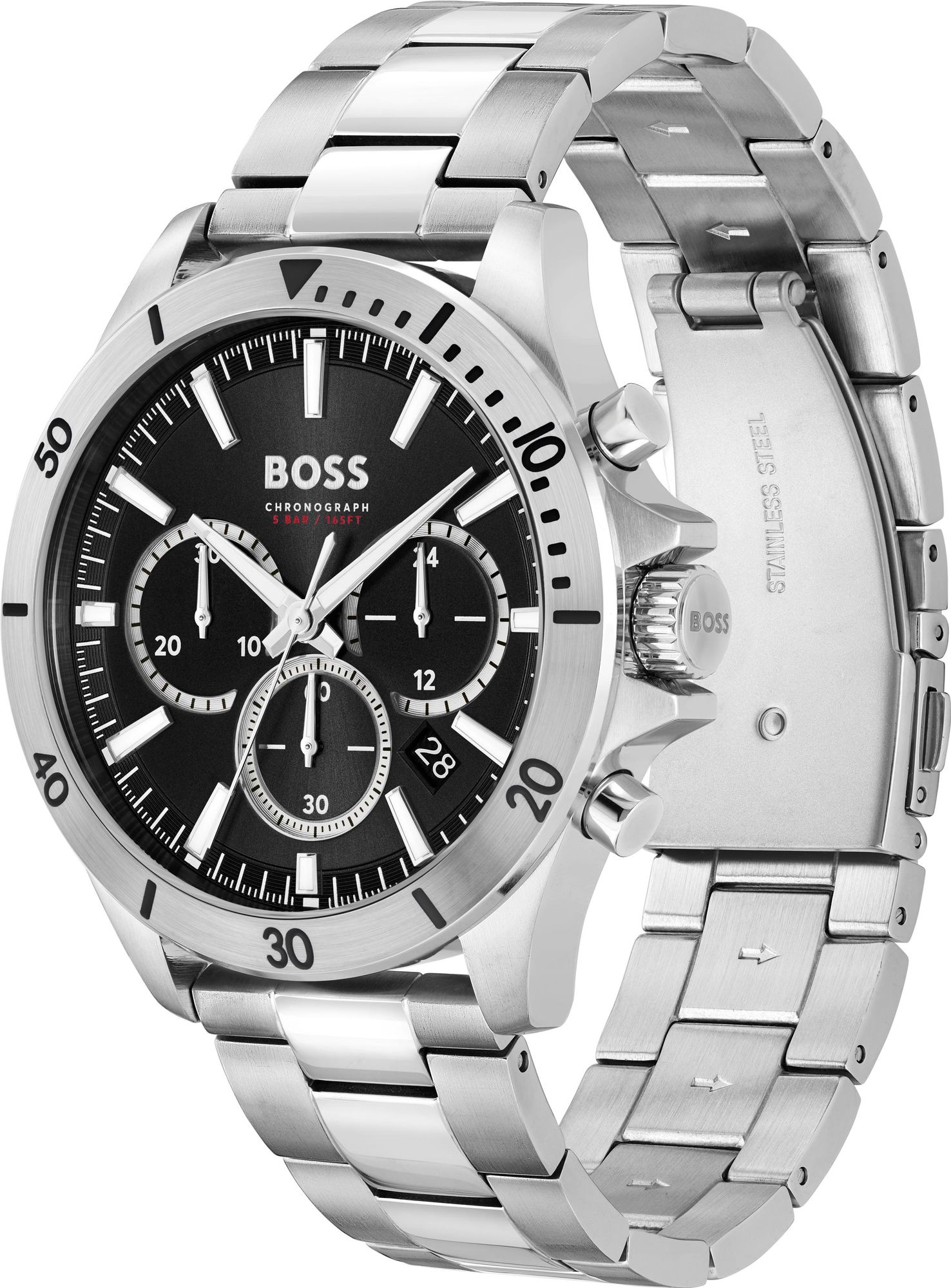 Hugo Boss Troper Chronograph Blue Dial Silver Steel Strap Watch For Men - 1514057