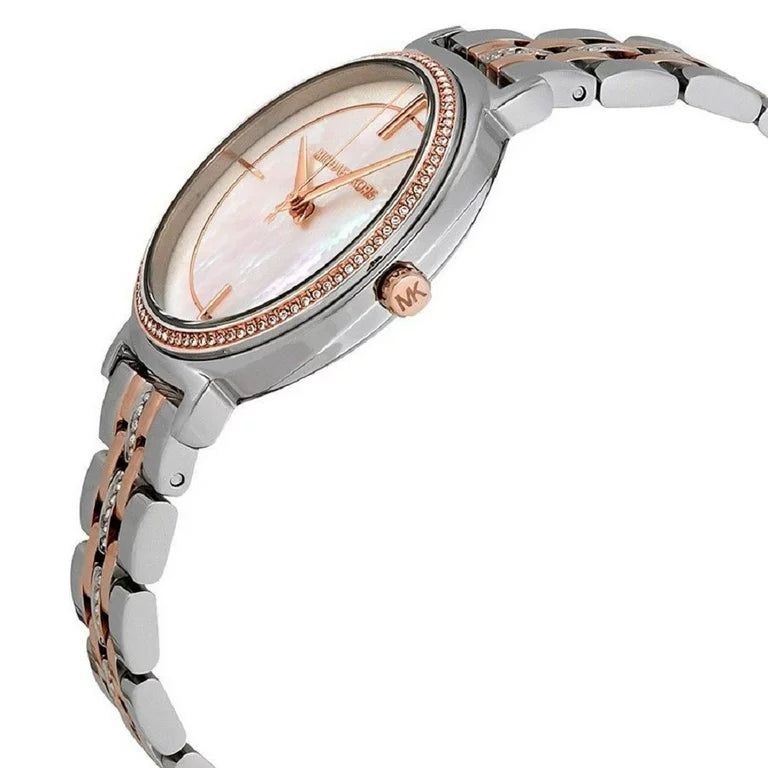 Michael Kors Cinthia Mother of Pearl Dial Two Tone Steel Strap Watch For Women - MK3831