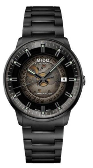 Mido Commander II Automatic Gradient Black Dial Black Steel Strap Watch For Men - M021.407.33.411.00