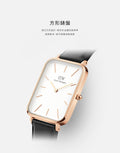 Daniel Wellington Quadro White Dial Black Leather Strap Watch For Women - DW00100450