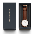 Daniel Wellington Dapper St Mawes White Dial Brown Leather Strap Watch For Men - DW00100083