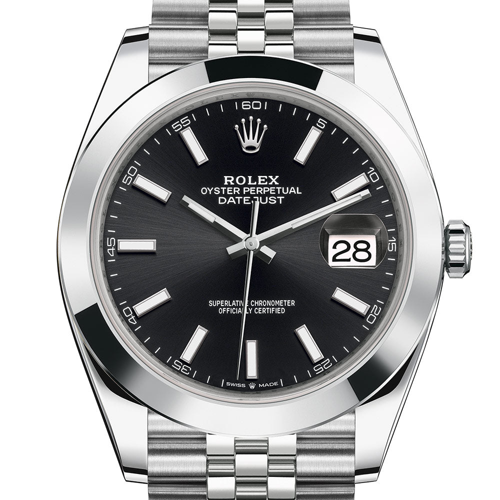 Rolex Datejust 41 Oyster Black Dial Oystersteel Jubilee Bracelet Watch for Men - M126300-0012