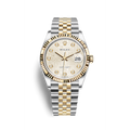 Rolex Datejust 36 Diamonds Silver Dial Two Tone Oyster Steel Strap Watch for Women - M126233-0027