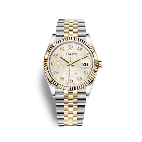 Rolex Datejust 36 Diamonds Silver Dial Two Tone Oyster Steel Strap Watch for Women - M126233-0027