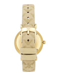 Emporio Armani Gianni T Bar Analog Silver Dial Beige Leather Strap Watch For Women - AR11127