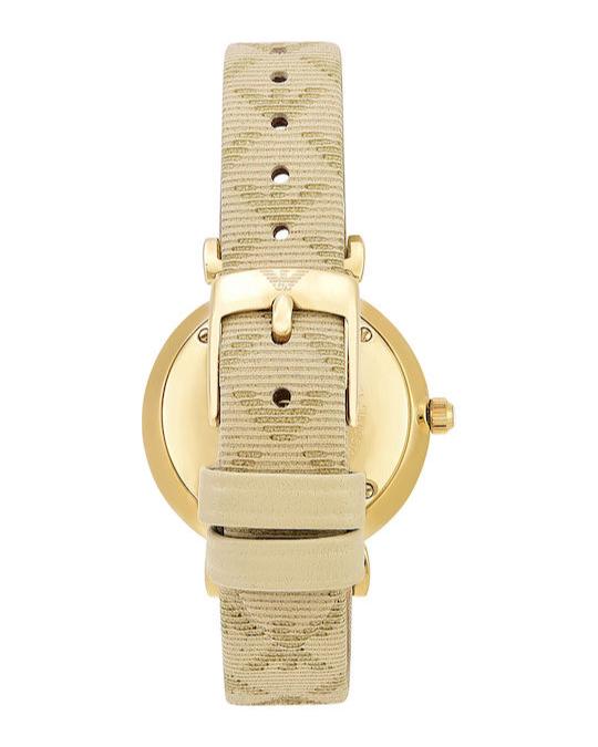 Emporio Armani Gianni T Bar Analog Silver Dial Beige Leather Strap Watch For Women - AR11127