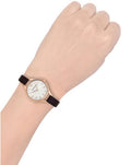 Emporio Armani Aurora Mother of Pearl White Dial Brown Leather Strap Watch For Women - AR11057