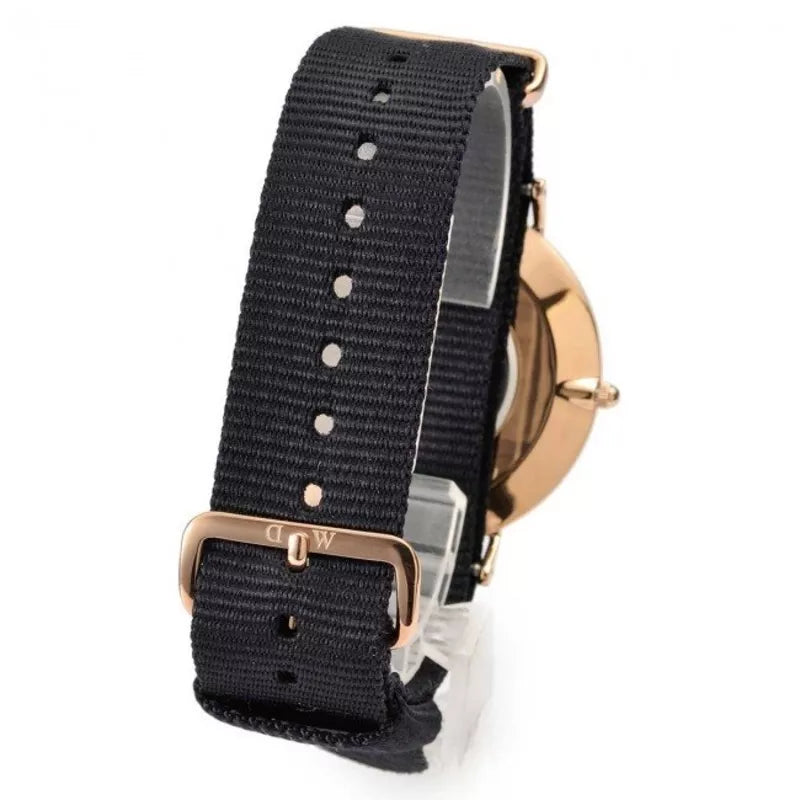 Daniel Wellington Classic Cornwall Black Dial Black Nylon Strap Watch For Women - DW00100148