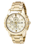 Fossil Dean Chronograph Beige Dial Gold Steel Strap Watch for Men - FS4867