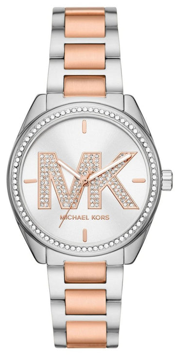 Michael Kors Janelle Silver Dial Two Tone Steel Strap Watch For Women - MK7383