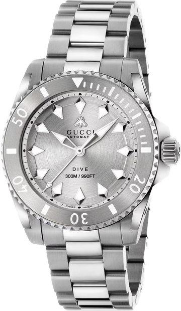 Gucci Dive Automatic Silver Dial Silver Steel Strap Watch for Men - YA136354