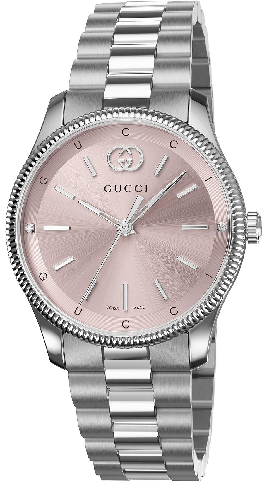 Gucci G Timeless Quartz Pink Dial Silver Steel Strap Watch for Women - YA1265061