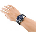 Hugo Boss Rafale Chronograph Blue Dial Black Leather Strap Watch For Men - 1513391