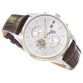 Tommy Hilfiger Weston Chronograph Silver Dial Brown Leather Strap Watch For Men - 1710501