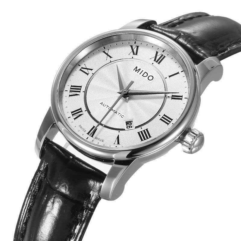 Mido Baroncelli III Automatic Silver Dial Black Leather Strap Watch For Women - M7600.4.21.4