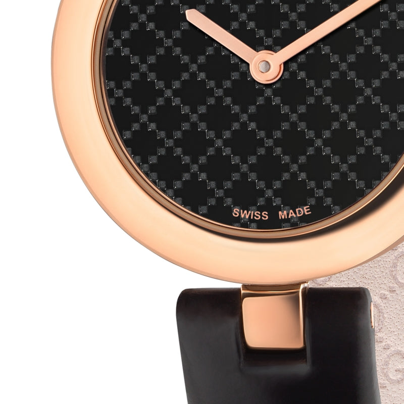 Gucci Diamantissima Quartz Black Dial Black Leather Strap Watch for Women - YA141501