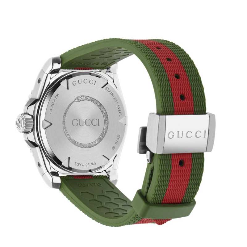 Gucci Dive Automatic Black Dial Two Tone Rubber Strap Watch for Men - YA136349