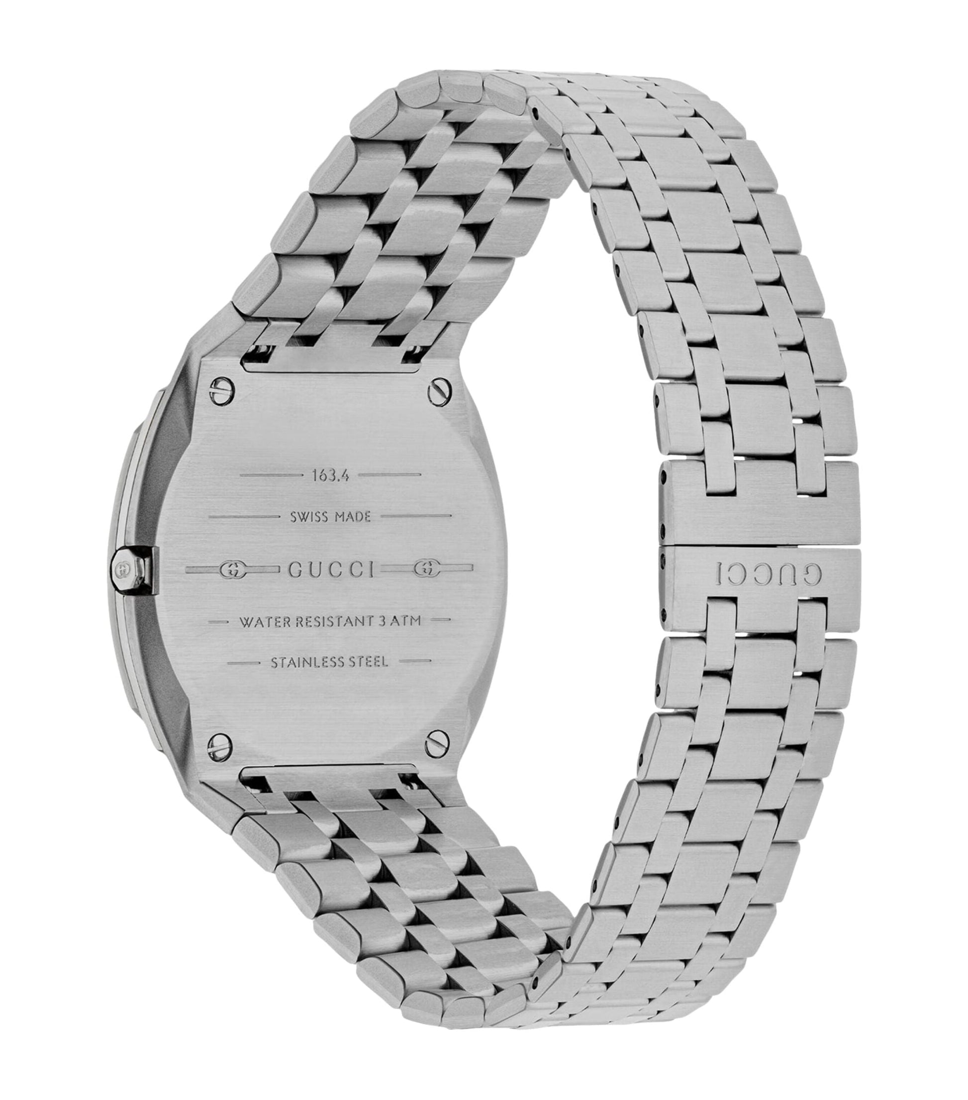 Gucci 25H Quartz Diamonds Silver Dial Silver Steel Strap Watch for Women - YA163401