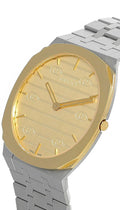 Gucci 25H Quartz Gold Dial Silver Steel Strap Watch for Men - YA163405