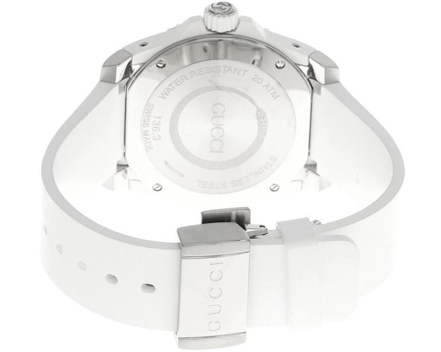 Gucci Dive Quartz White Dial White Rubber Strap Watch For Men - YA136330